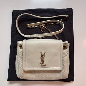 Yves Saint Laurent Cream Quilted Crossbody Bag